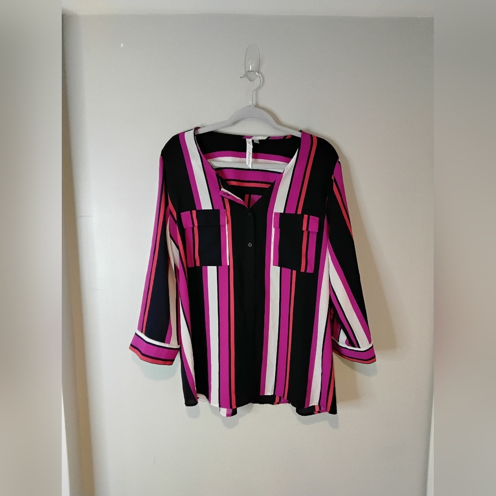 Striped Pink and Black Blouse